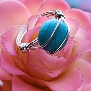 Turquoise Stone Wire Wrapped Ring